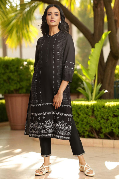 Black Geometric Printed Kurta