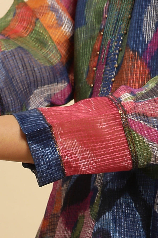 Multi-Coloured Layered Kota Ikat Printed Dress