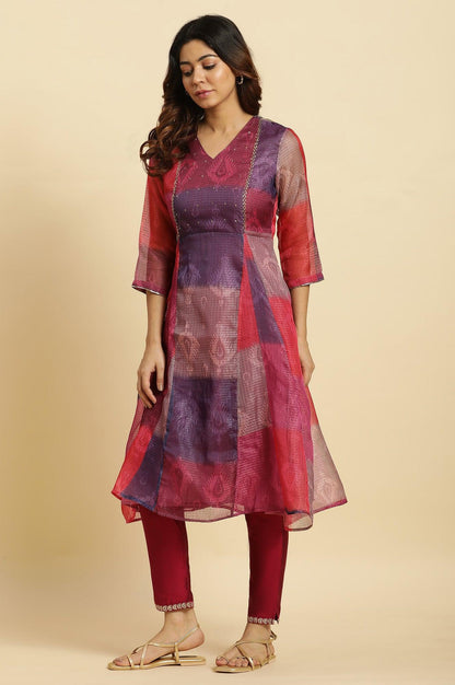 Multi-Coloured Ikkat Printed Kota Kurta - wforwoman