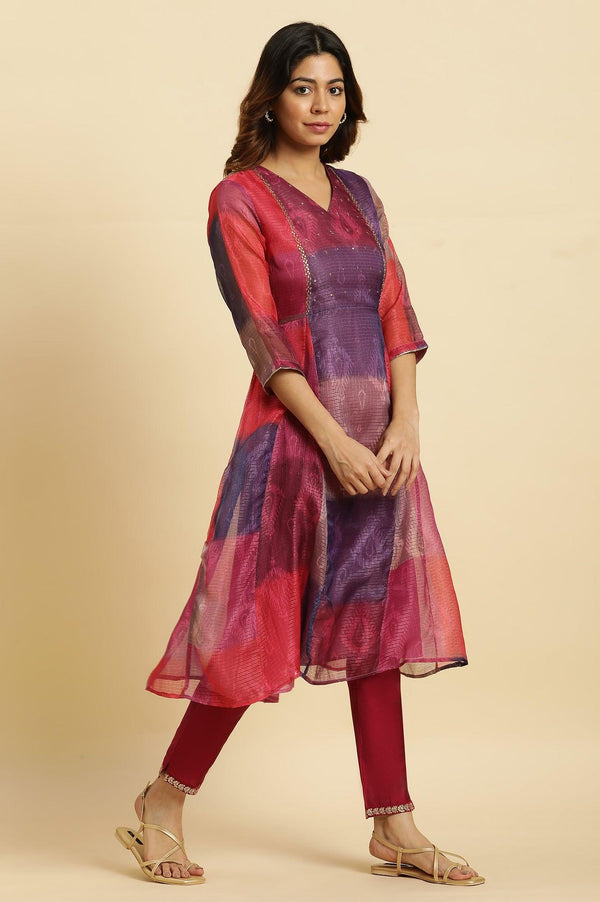 Multi-Coloured Ikkat Printed Kota Kurta