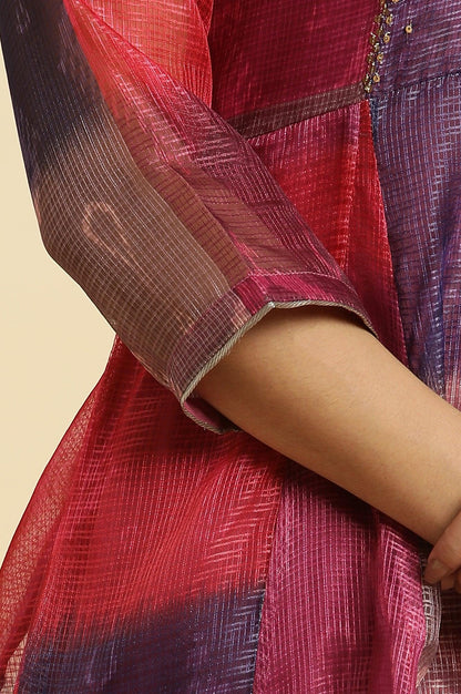 Multi-Coloured Ikkat Printed Kota Kurta - wforwoman