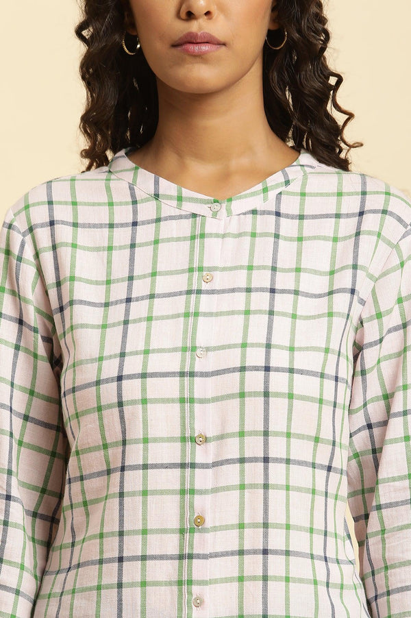 Ecru Check Printed Cotton Tunic