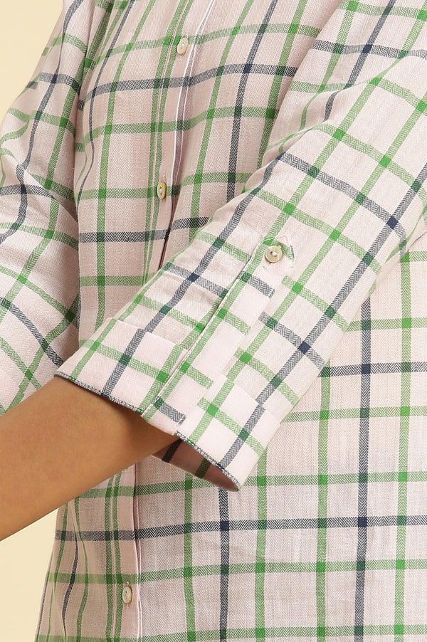 Ecru Check Printed Cotton Tunic