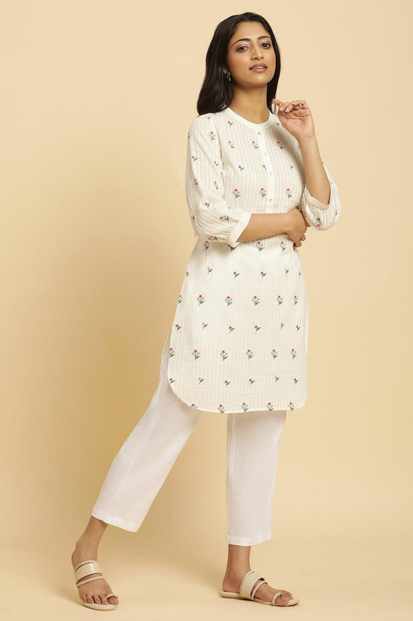 White Embroidered Contemporary Tunic