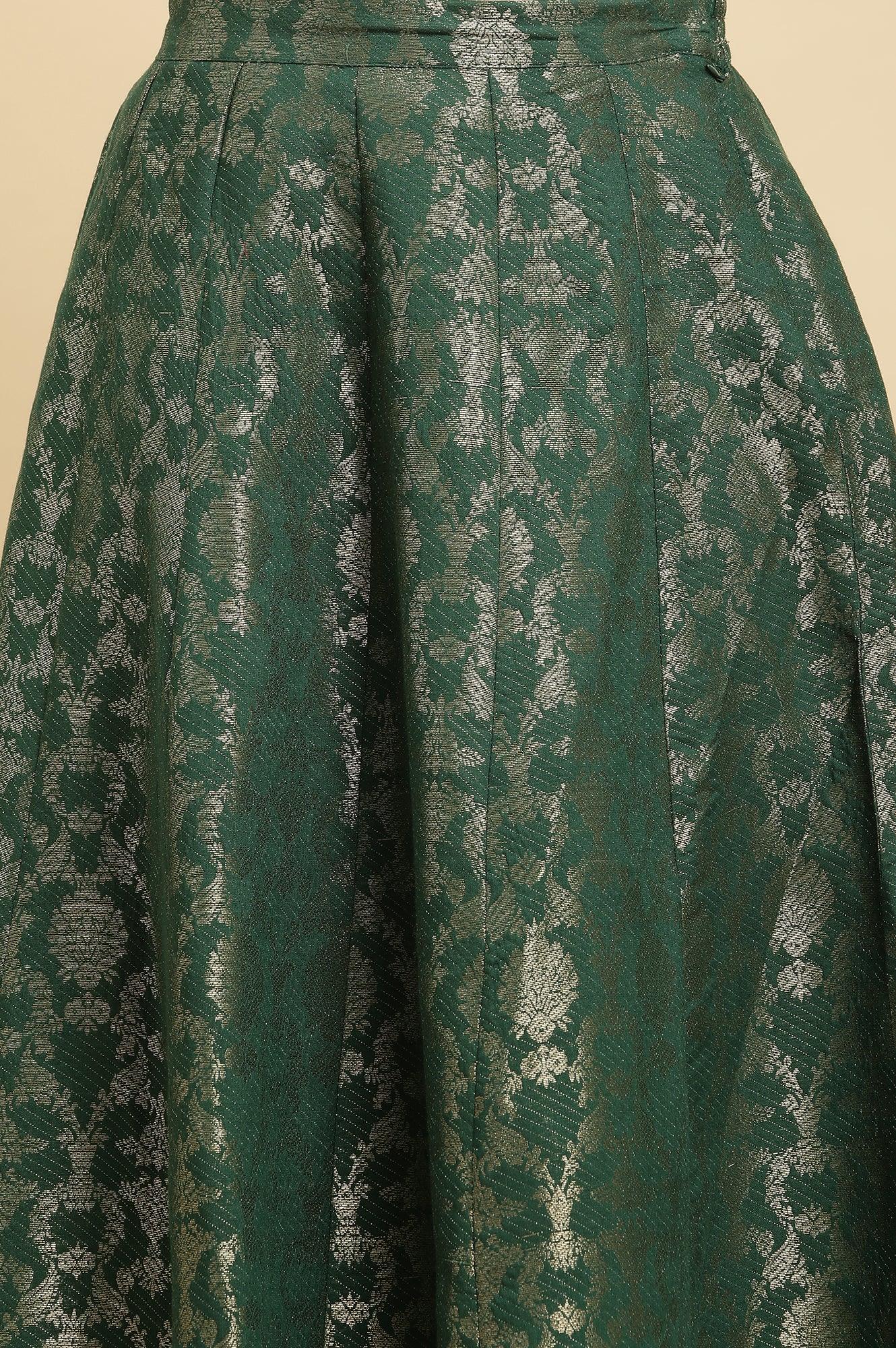 Buy Dark Green Jacquard Flared Skirt Online for Woman | WforWoman