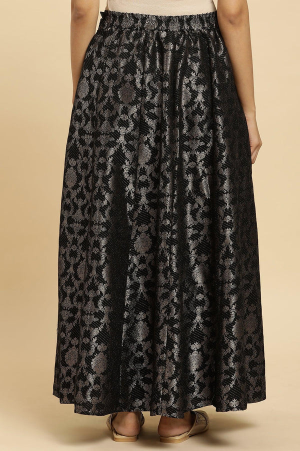 Black Jacquard Flared Skirt