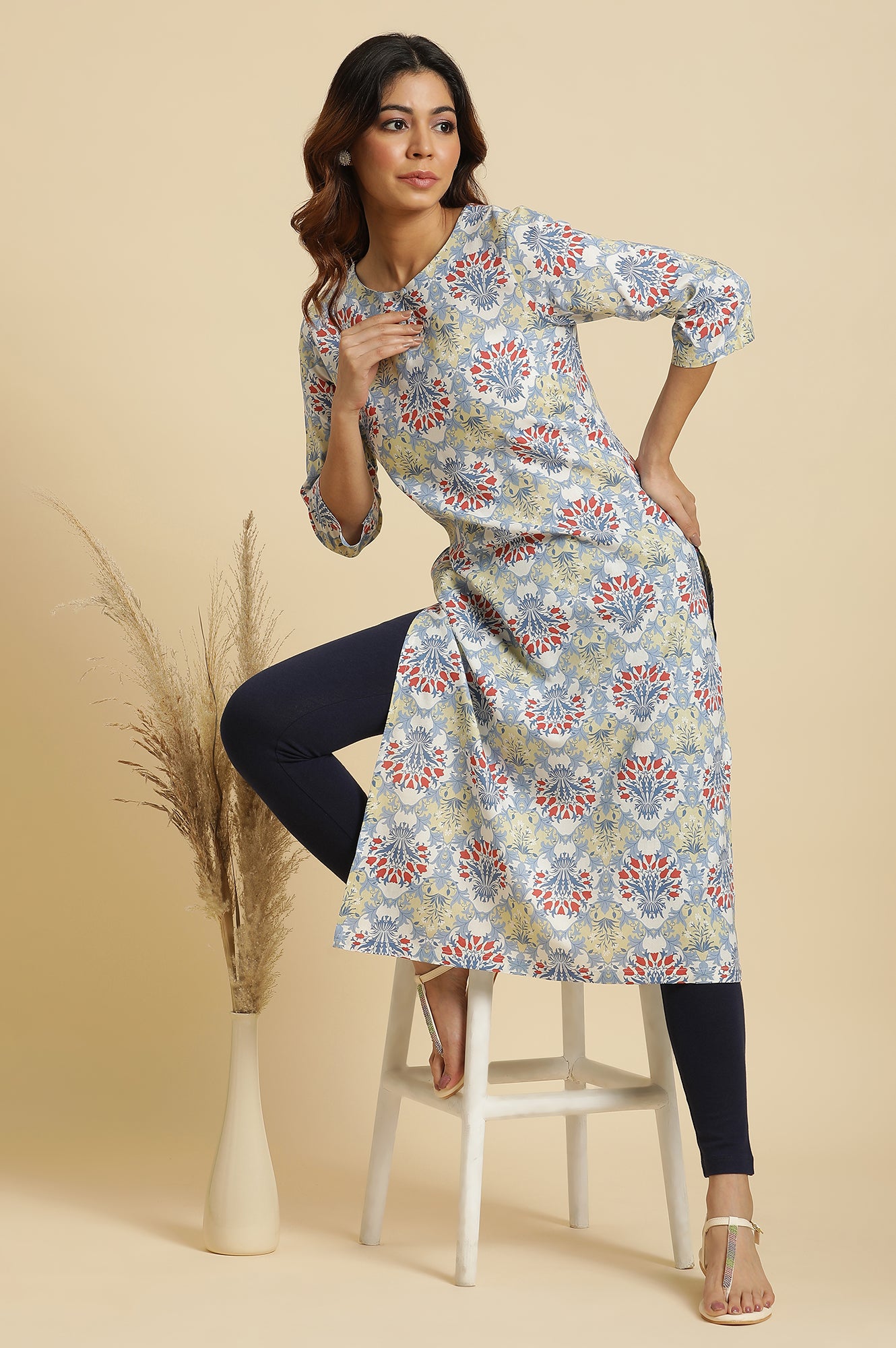 Blue Cotton Jersey Lycra Tights