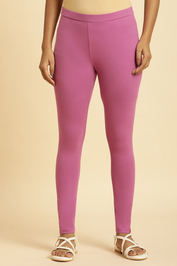 Purple Knitted Solid Tights