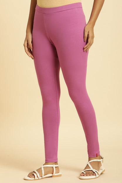 Purple Knitted Solid Tights