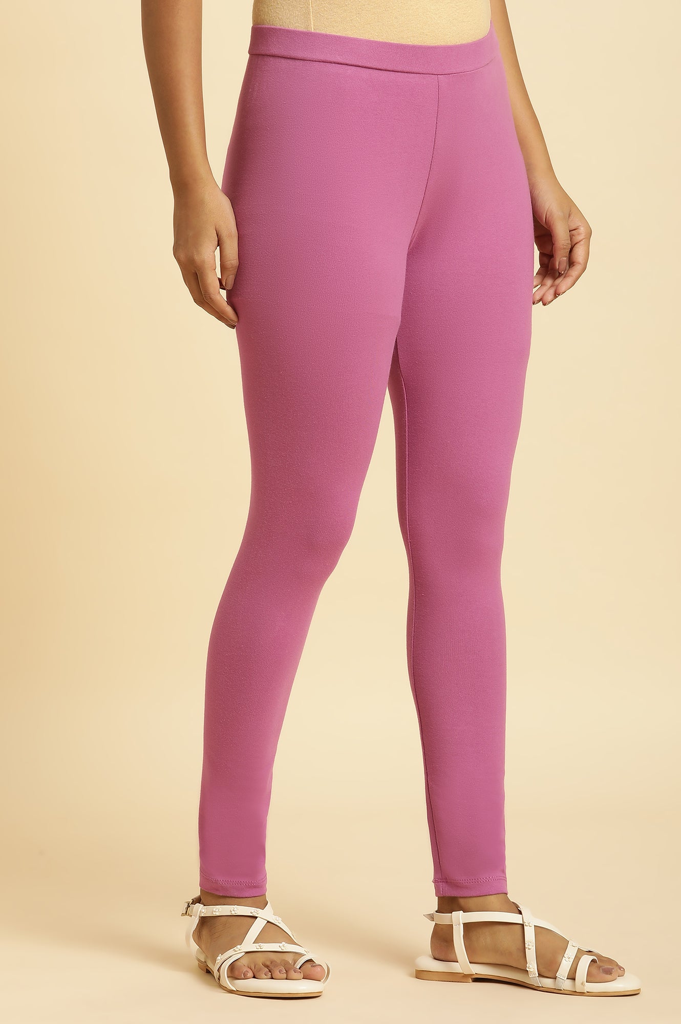 Purple Knitted Solid Tights