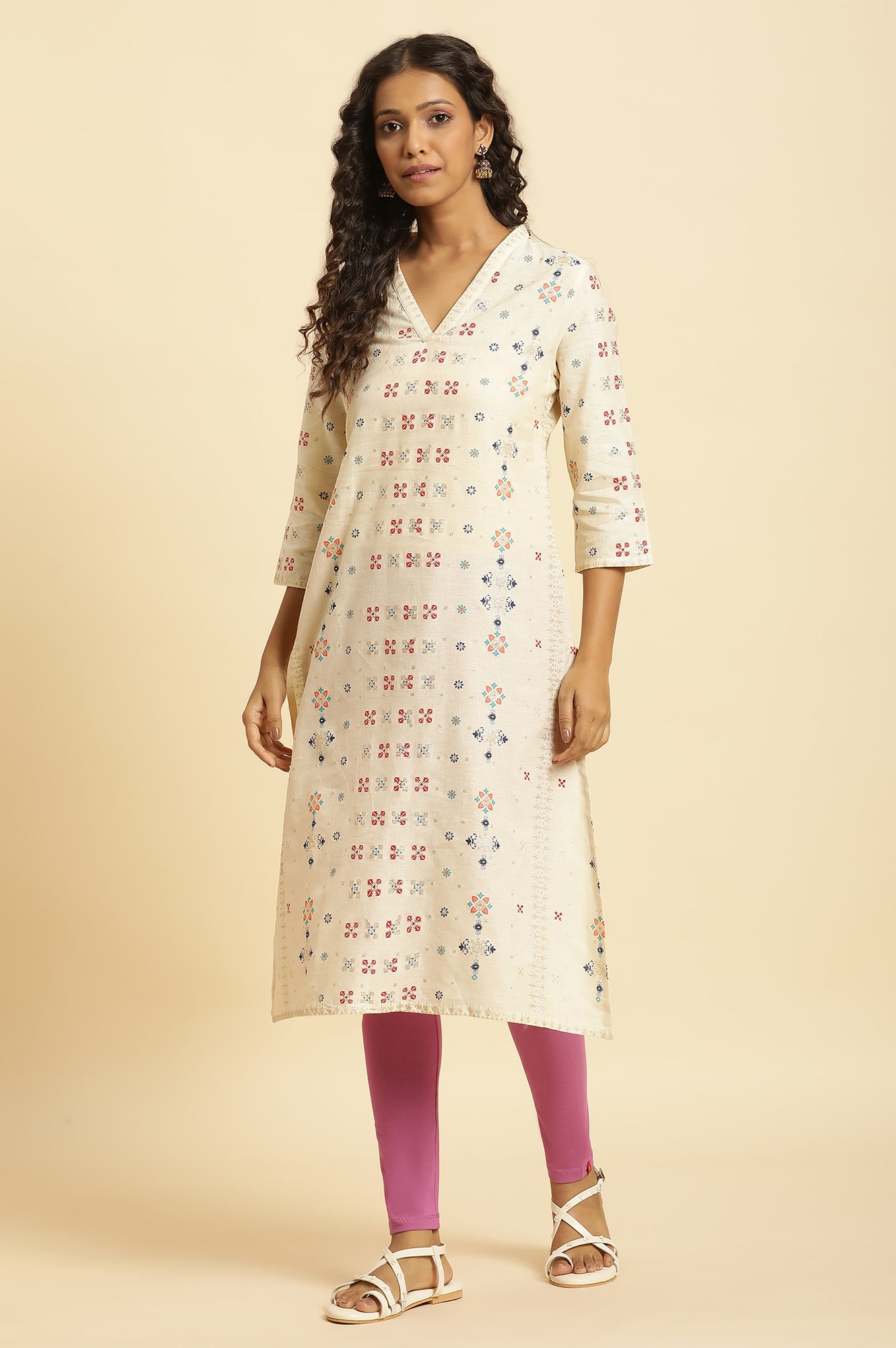 Purple Knitted Solid Tights