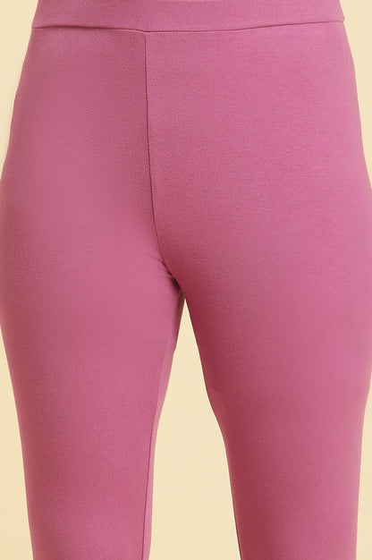 Purple Knitted Solid Tights