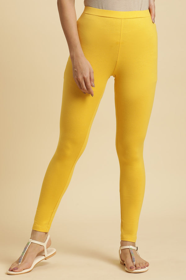 Yellow Cotton Jersey Lycra Tights