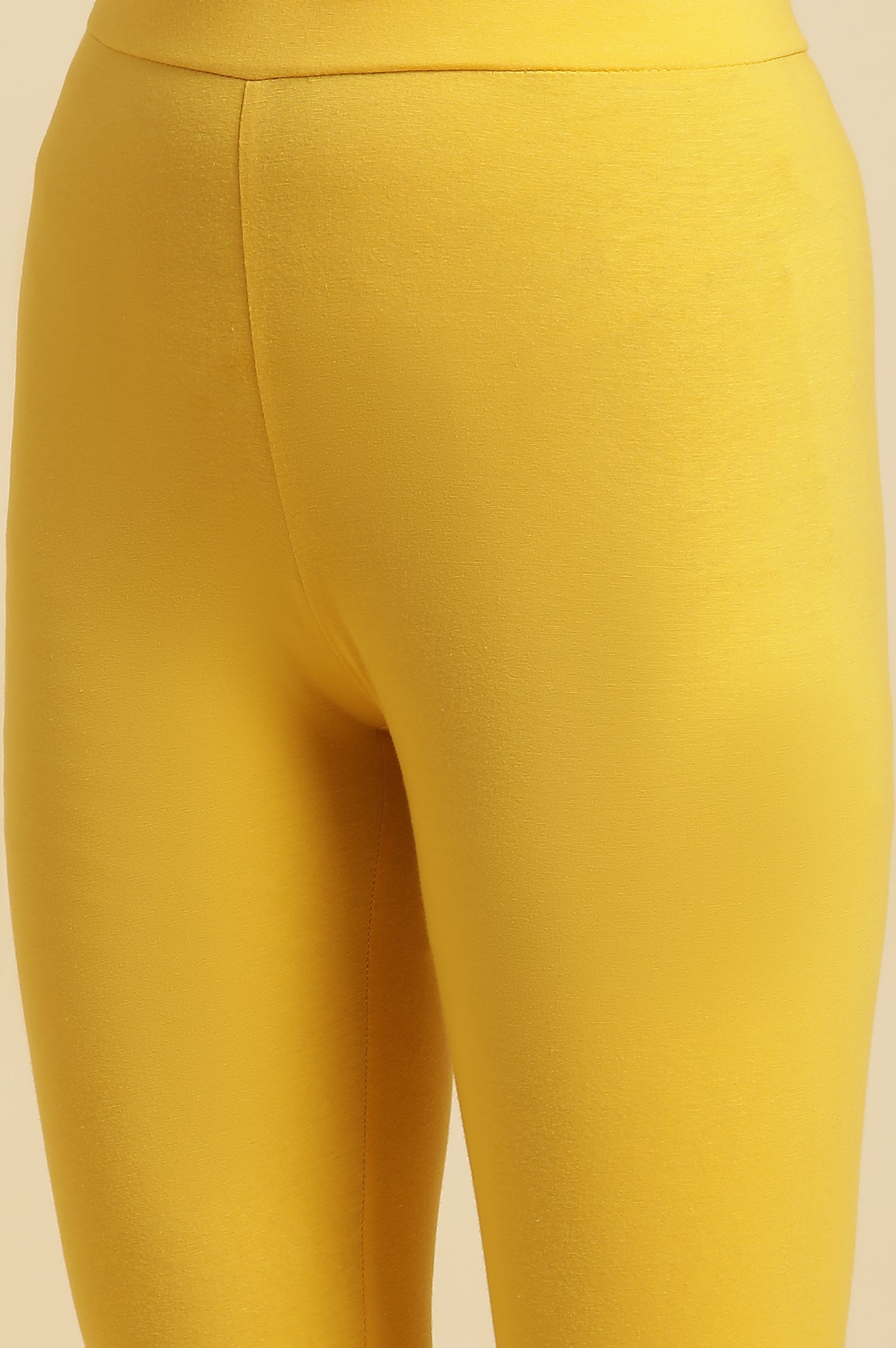 Yellow Cotton Ljersey Lycra Tights