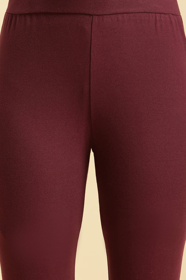 Purple Knitted Solid Tights
