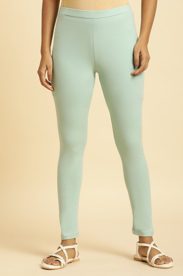 Mint Blue Knitted Solid Tights
