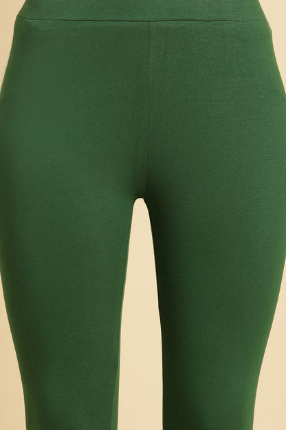 Green Cotton Jersey Lycra Tights