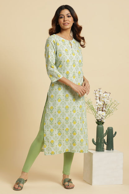 Green Cotton Jersey Tights