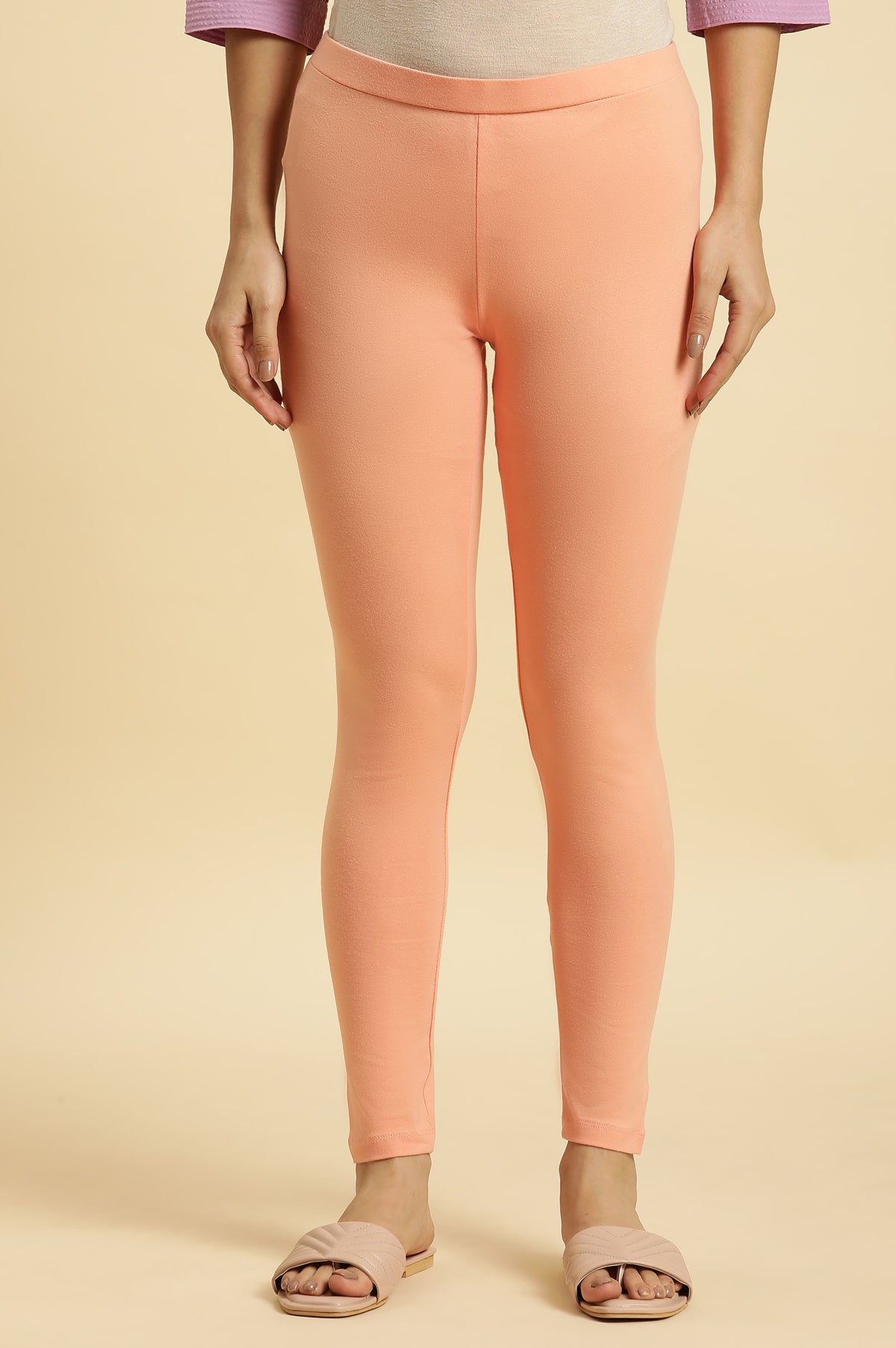 Coral Cotton Jersey Lycra Tights - S