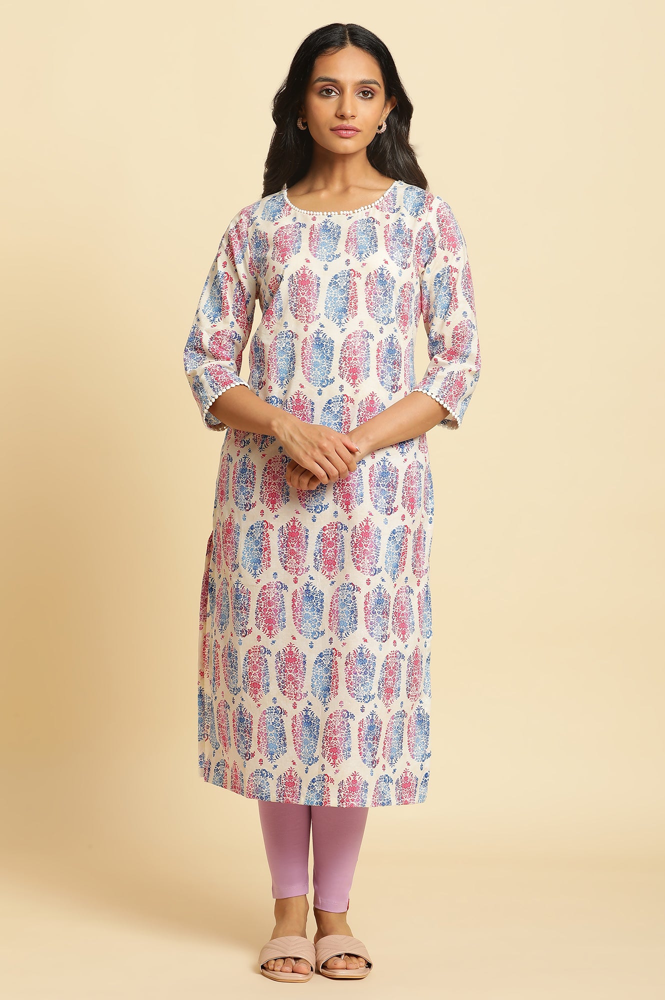 Purple Knitted Solid Tights