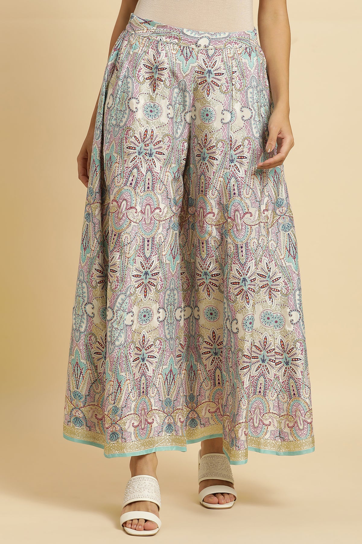 Multi-Coloured Glitter Printed Festive Cullotes - S