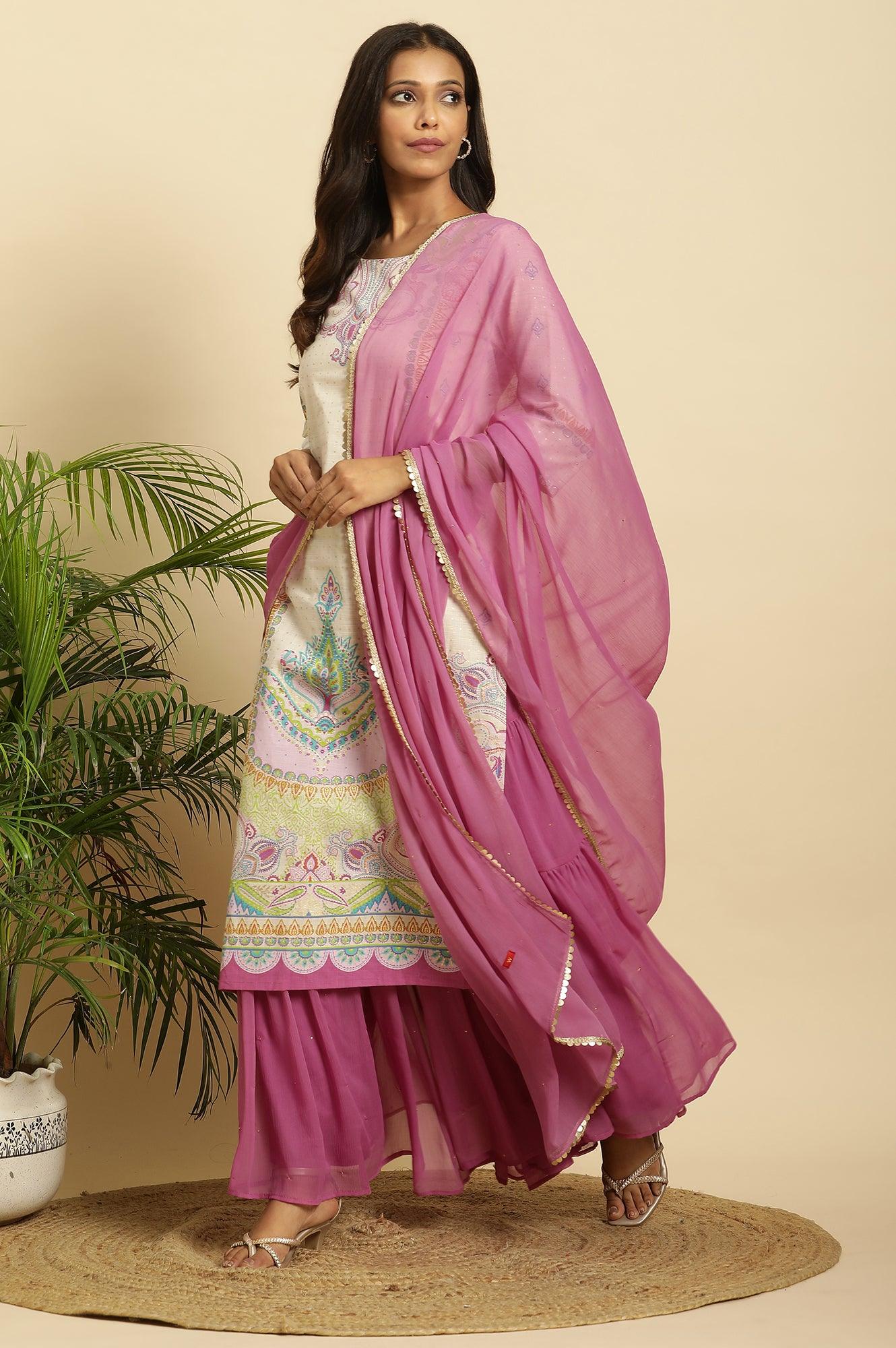 Purple Tiered Chiffon Sharara - wforwoman