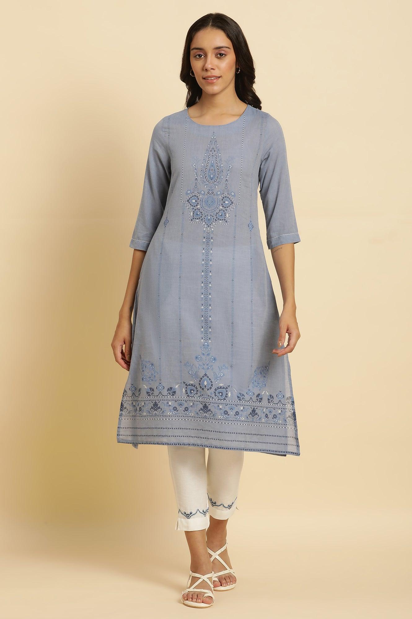 White Slim Pants With Embroidered Hemline - wforwoman