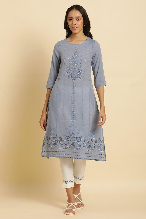 White Slim Pants with Embroidered Hemline