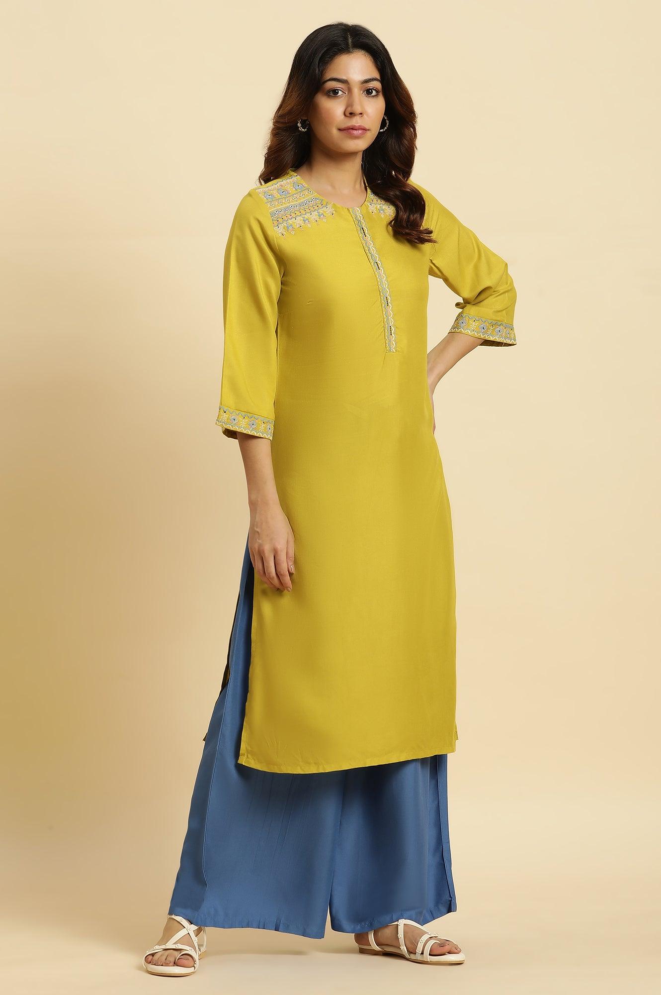 Blue Pleated Solid Parallel Pants - wforwoman