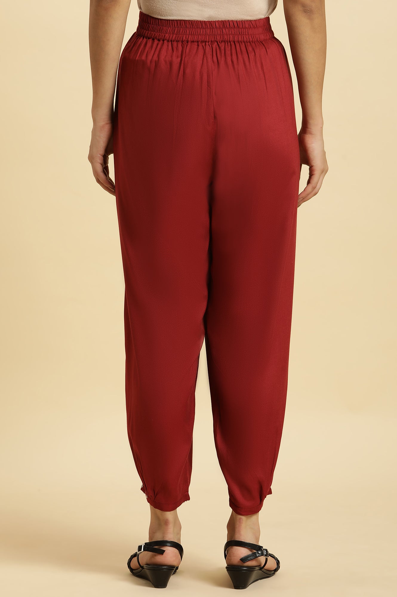 Maroon Geometric Printed Flared Kurta with Straight Pant Set