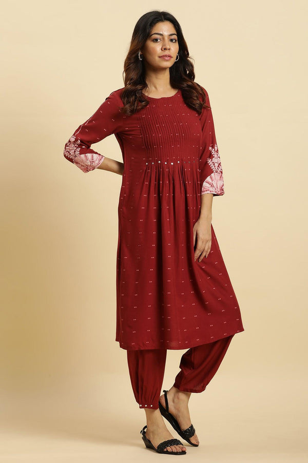 Maroon Side Pants with Sequin Detailing