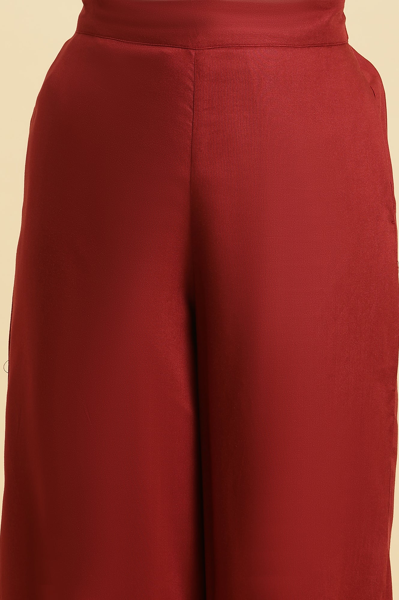 Maroon Geometric Printed Flared Kurta with Straight Pant Set