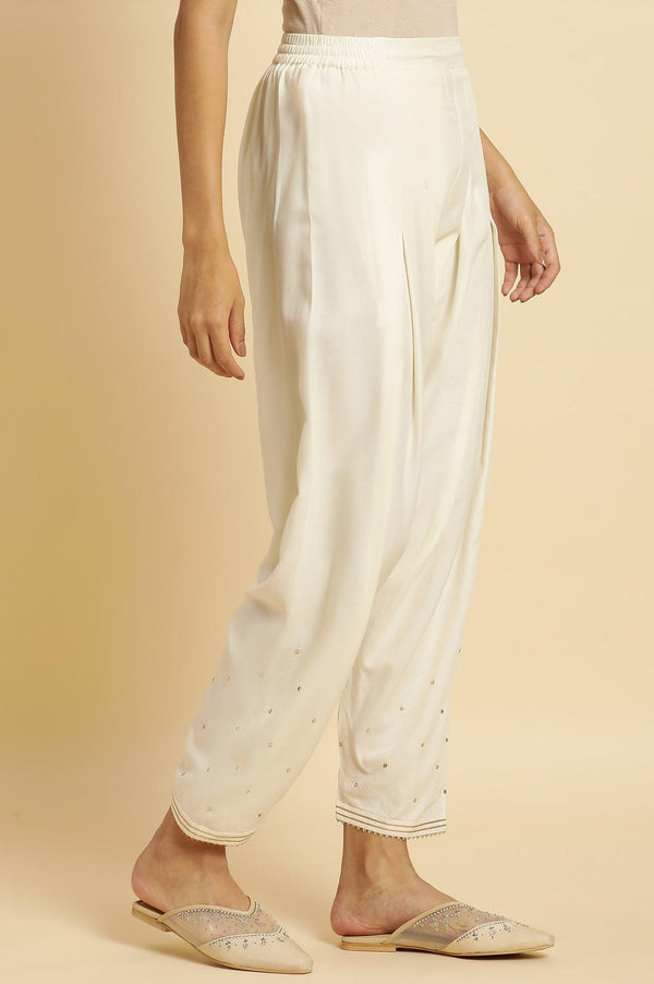 Ecru Embroidered Salwar Pants