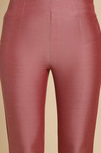 Pink Festive Solid Slim Pants - wforwoman