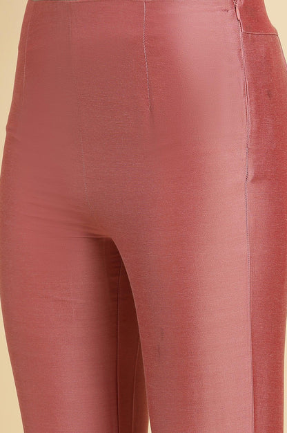 Pink Festive Solid Slim Pants - wforwoman