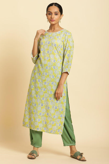 Green Side Gathered Salwar - wforwoman