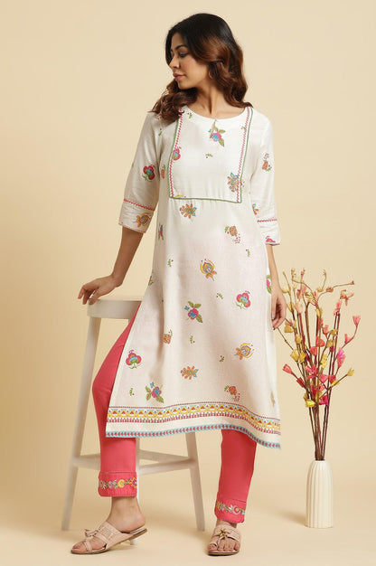 Pink Slim Pants Wit Embroidery At Hem - wforwoman