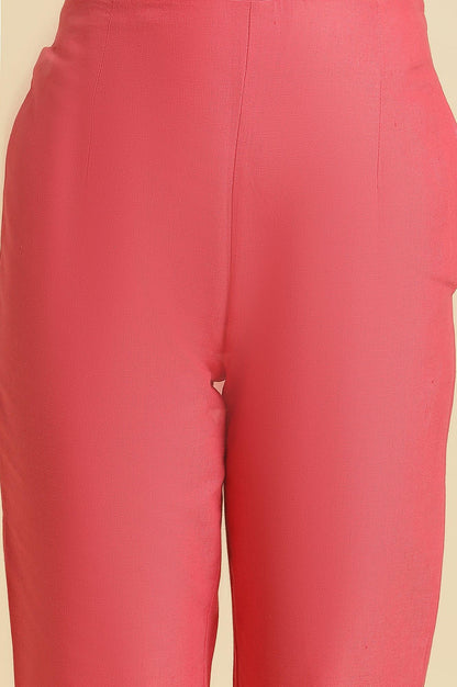Pink Slim Pants Wit Embroidery At Hem - wforwoman