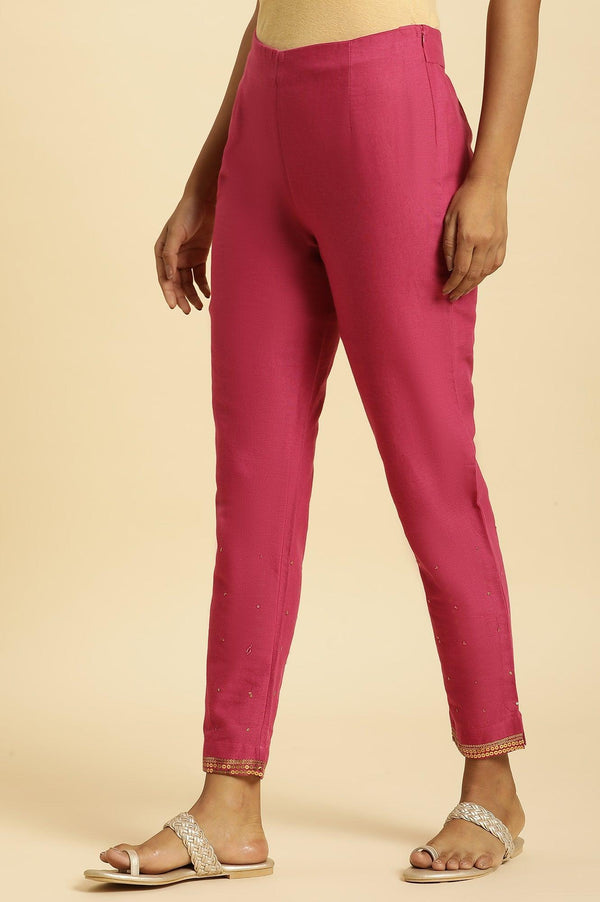 Pink Slim Pants with Metallic Sequin