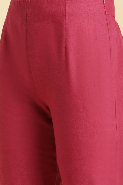 Pink Slim Pants With Metallic Sequin - wforwoman