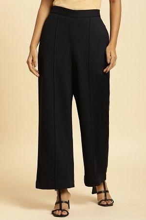 Navy Blue Pin Tuck Trouser Pants - wforwoman