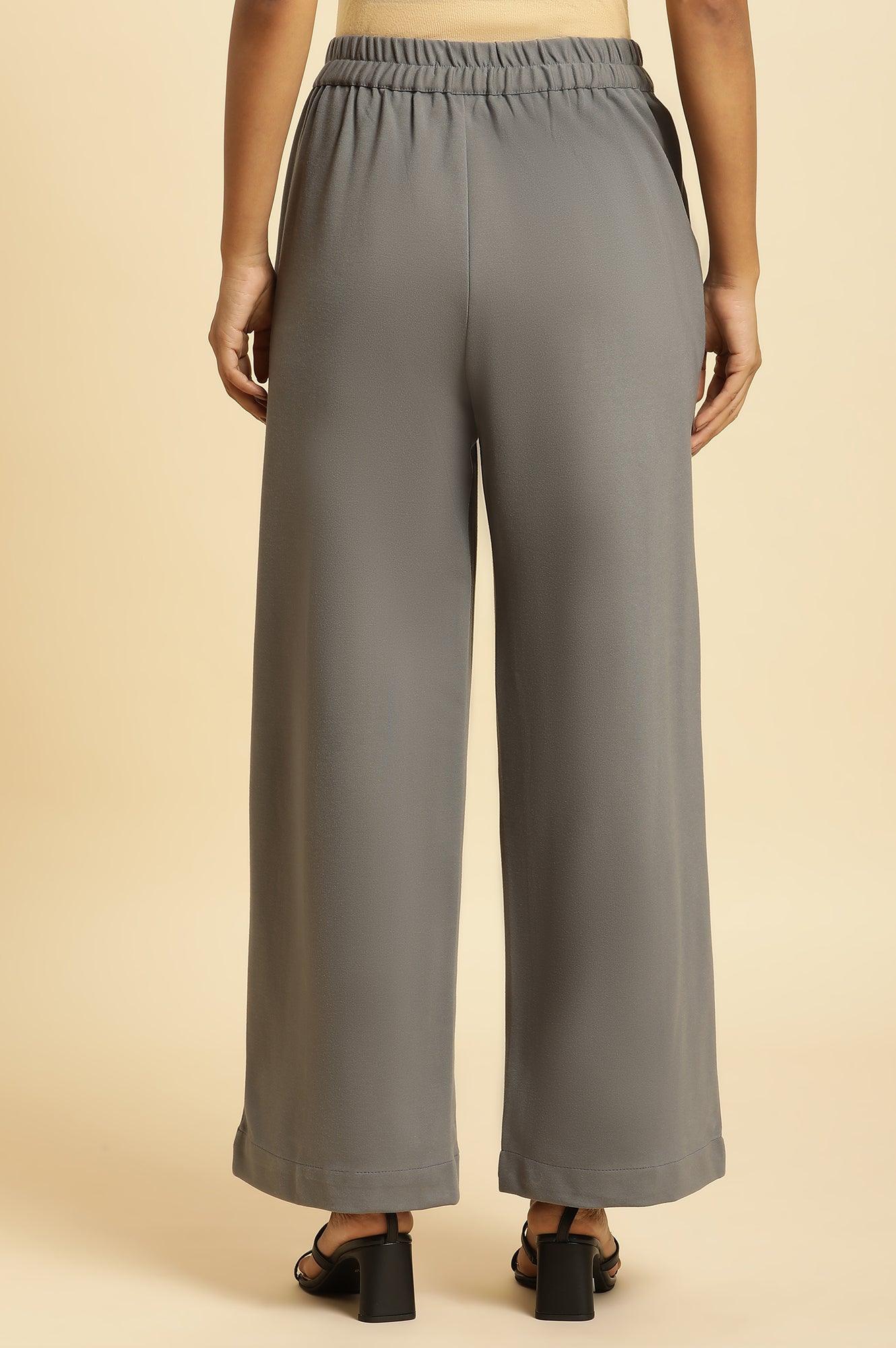 Grey Pin Tuck Trouser Pants - wforwoman