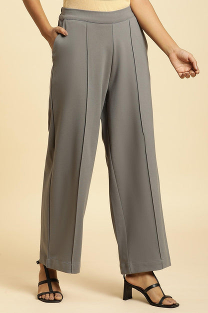 Grey Pin Tuck Trouser Pants - wforwoman