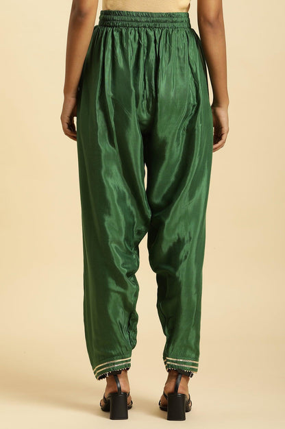 Dark Green Salwar Pants With Gota Lace - wforwoman