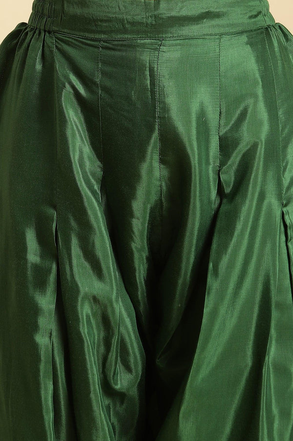 Dark Green Salwar Pants With Gota Lace