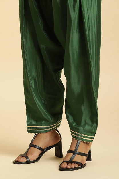 Dark Green Salwar Pants With Gota Lace - wforwoman