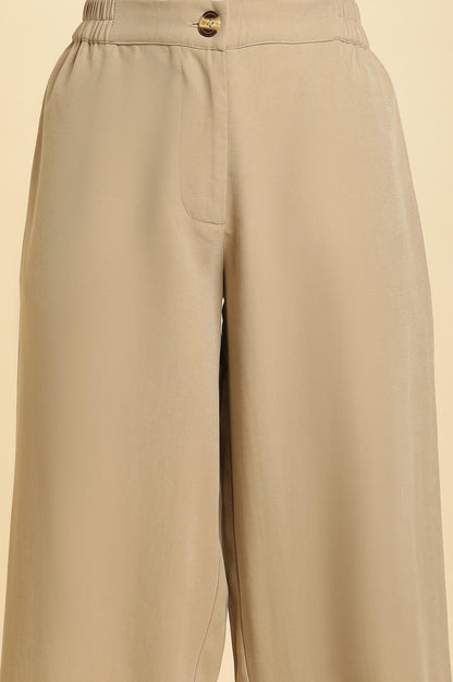 Beige Straight Western Straight Trouser - wforwoman