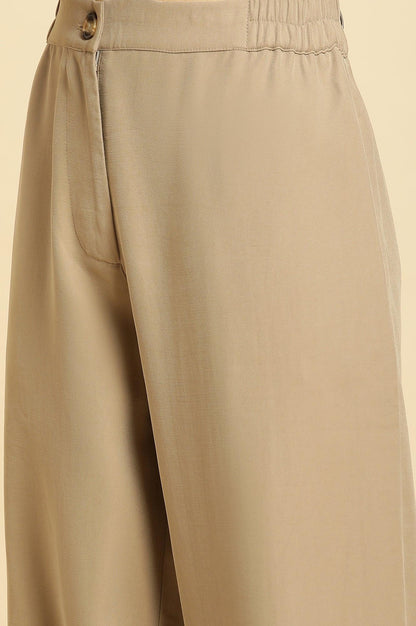 Beige Straight Western Straight Trouser - wforwoman
