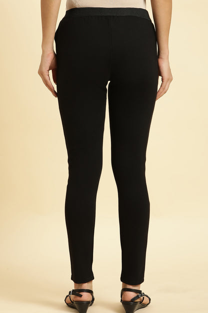 Black Solid Skinny Rayon Legging