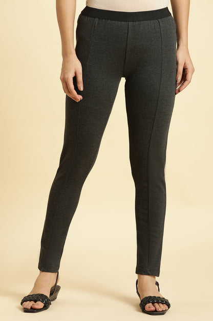 Grey Solid Skinny Rayon Legging